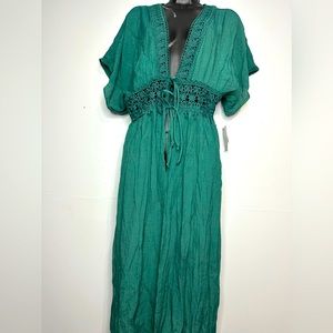 Time and tru missy cover up green open front new